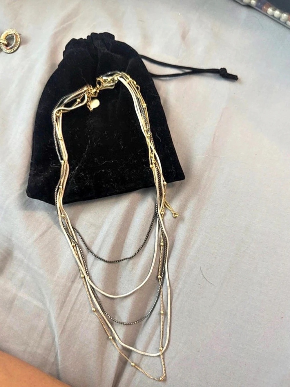 Layered Necklace in Gold & Black Like New